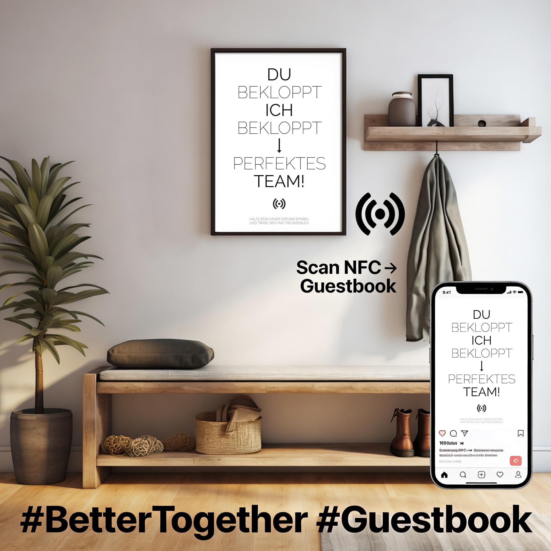 Stilvolles „Perfektes Team“-Poster mit integriertem NFC-Chip. Einfach scannen und dein persönliches, digitales Freundebuch öffnen. – Bild 5