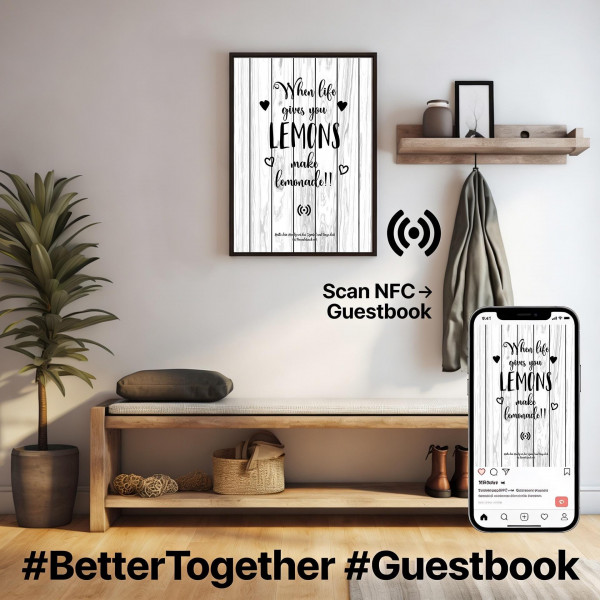 Stilvolles „Make Lemonade“-Poster mit integriertem NFC-Chip. Einfach scannen und dein persönliches, digitales Freundebuch öffnen. – Bild 6