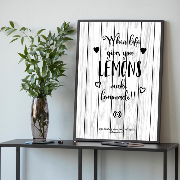 Stilvolles „Make Lemonade“-Poster mit integriertem NFC-Chip. Einfach scannen und dein persönliches, digitales Freundebuch öffnen. – Bild 1