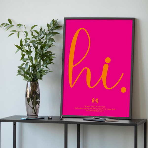 Stilvolles „Hi“ Poster mit integriertem NFC-Chip. Einfach scannen und dein persönliches, digitales Freundebuch öffnen. – Bild 1