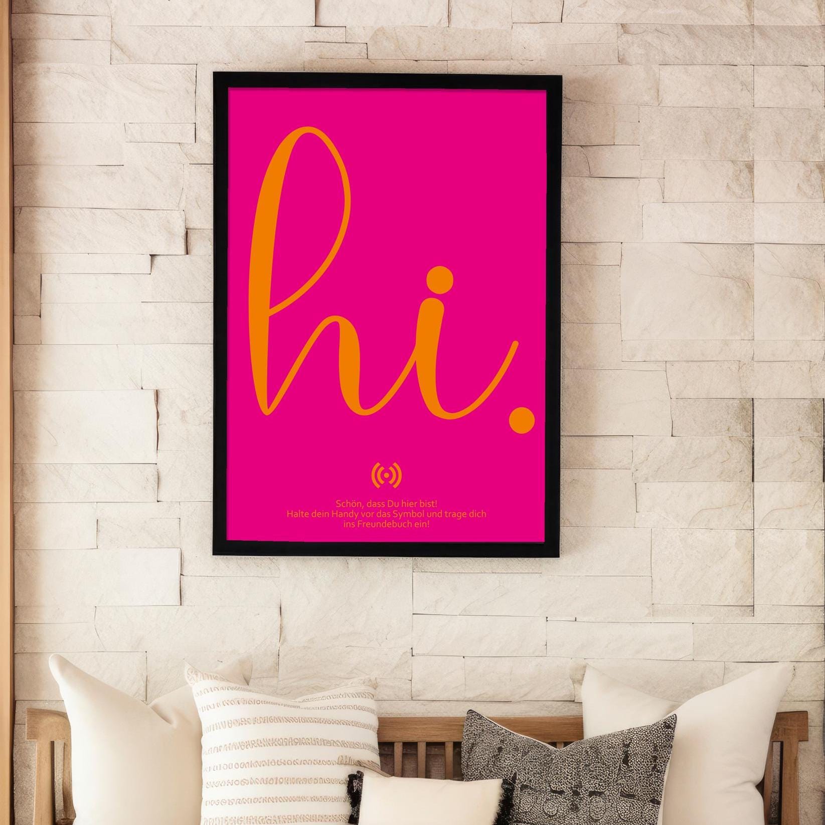 Stilvolles „Hi“ Poster mit integriertem NFC-Chip. Einfach scannen und dein persönliches, digitales Freundebuch öffnen. – Bild 3
