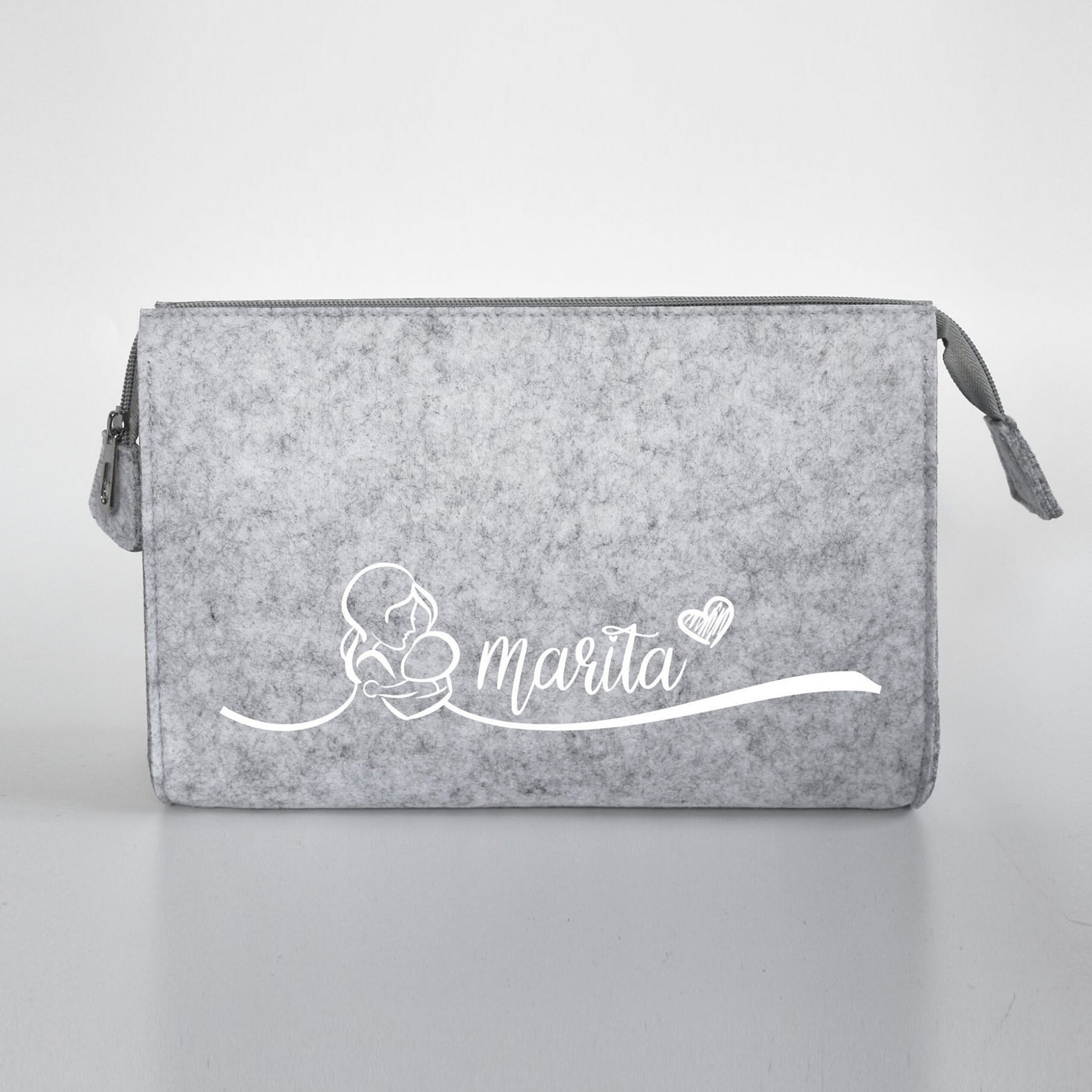Personalisierte Kulturtasche aus Filz 28x19x8 cm | Kosmetiktasche mit Namen | Schminktasche | Geschenk | Beauty Bag | Wickeltasche