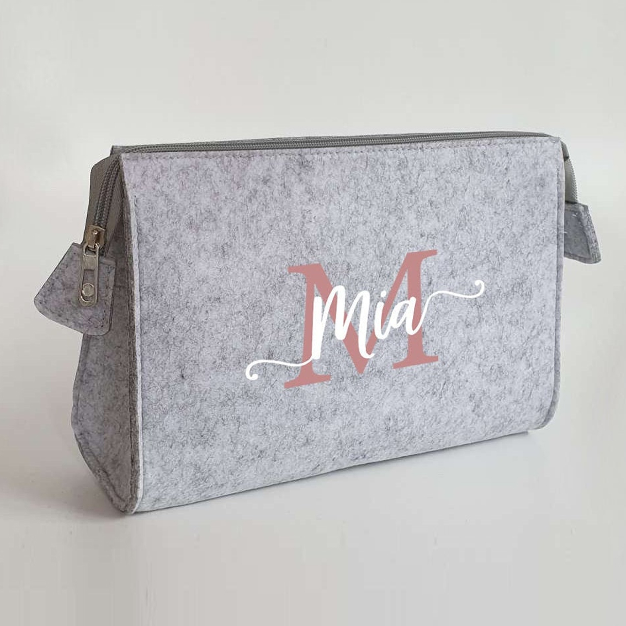 Personalisierte Kulturtasche aus Filz 28x19x8 cm | Kosmetiktasche mit Namen | Wickeltasche | Schminktasche | Geschenk | Beauty Bag
