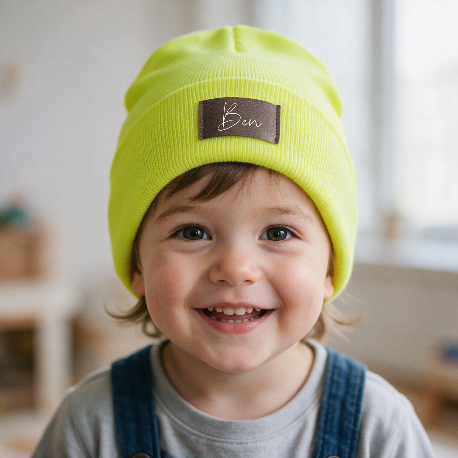 Kinder Mütze personalisiert | Hipster Beanie | Mütze | Wintermütze | Neon gelbe Mütze mit Namen | Herbst – Bild 7