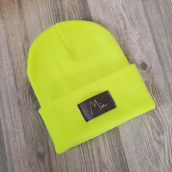 Kinder Mütze personalisiert | Hipster Beanie | Mütze | Wintermütze | Neon gelbe Mütze mit Namen | Herbst – Bild 10