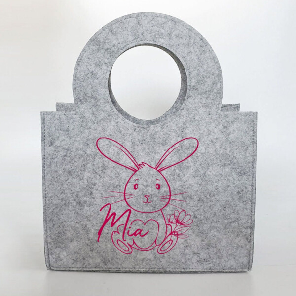 Personalisierte süße Ostertasche aus Filz 27 x 13 x 21 cm | Tasche mit Namen | Oster-Tasche | Osterkorb | Geschenk | Ostern – Bild 1