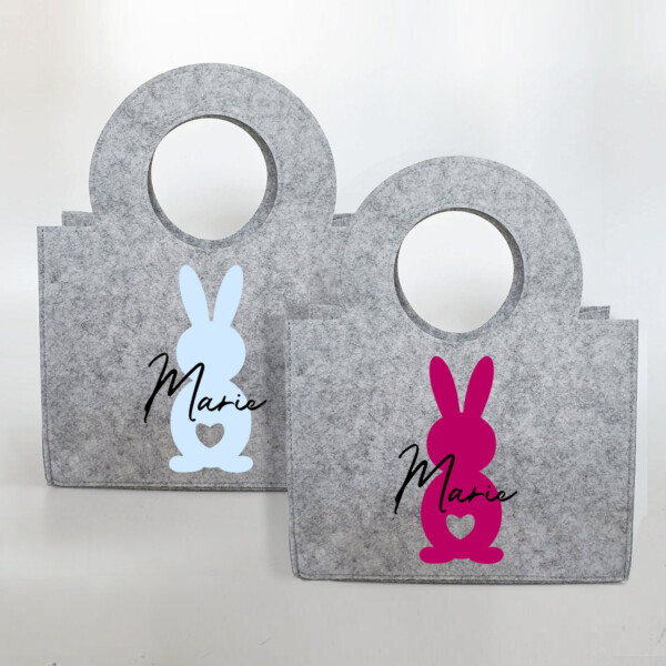 Personalisiertes Osterkörbchen aus Filz 27 x 13 x 21 cm | Tasche mit Namen | Ostertasche | Osterkorb | Geschenk | Ostern – Bild 1