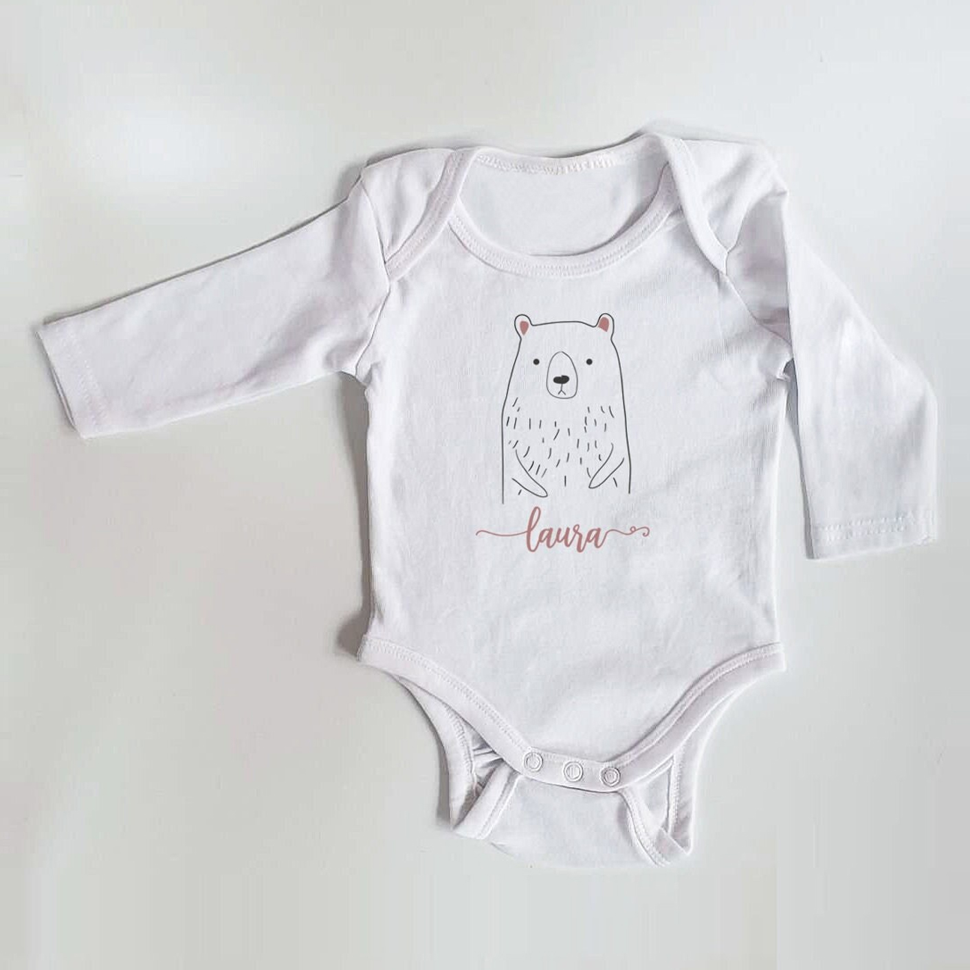 Personalisierter Body mit langen Armen, Gr. 62,  100% Baumwolle, Organic Cotton, Geschenk, Geschenkidee zur Geburt, Zebra, Schaf, Panda, Bär