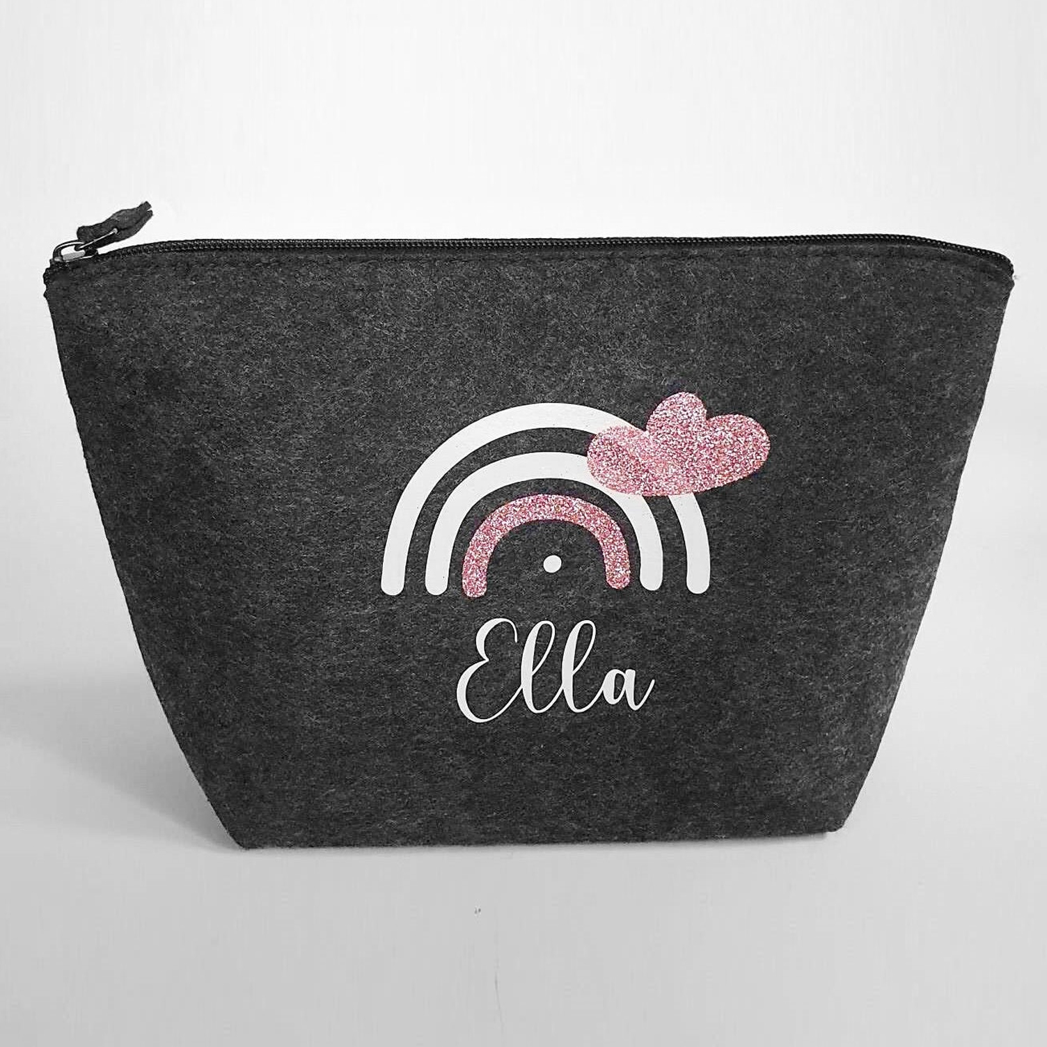 Personalisierte Tasche aus Filz 19x18x9 cm | Kulturtasche | Wickeltasche | Kosmetiktasche | Krimskrams-Tasche | Schminktasche | Geschenk