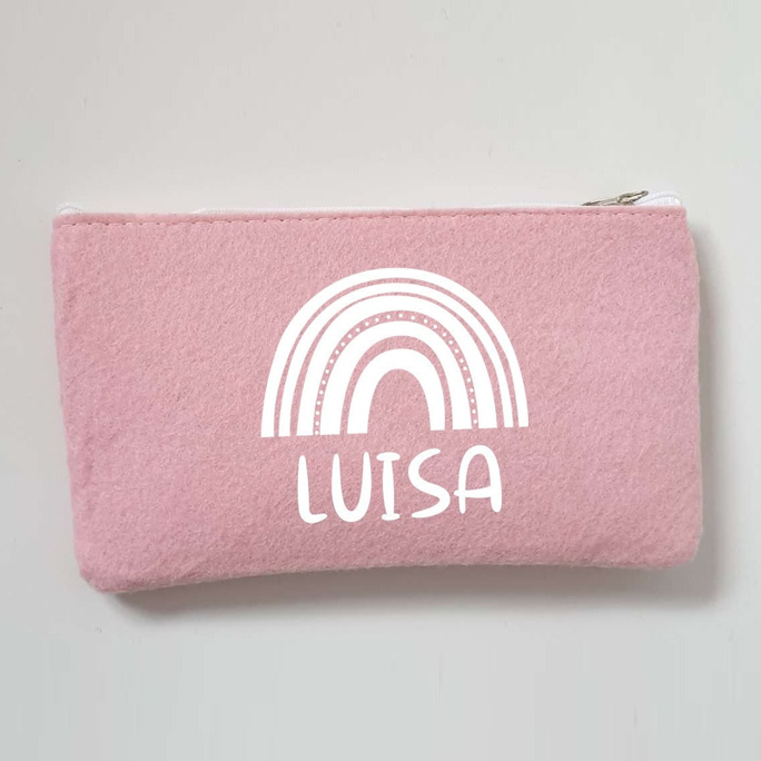 Kleine Schminktasche aus Filz 18x10 cm | Personalisiert | Kosmetiktasche mit Namen | Kulturtasche | Filz-Mäppchen | Geschenk | Beauty Bag