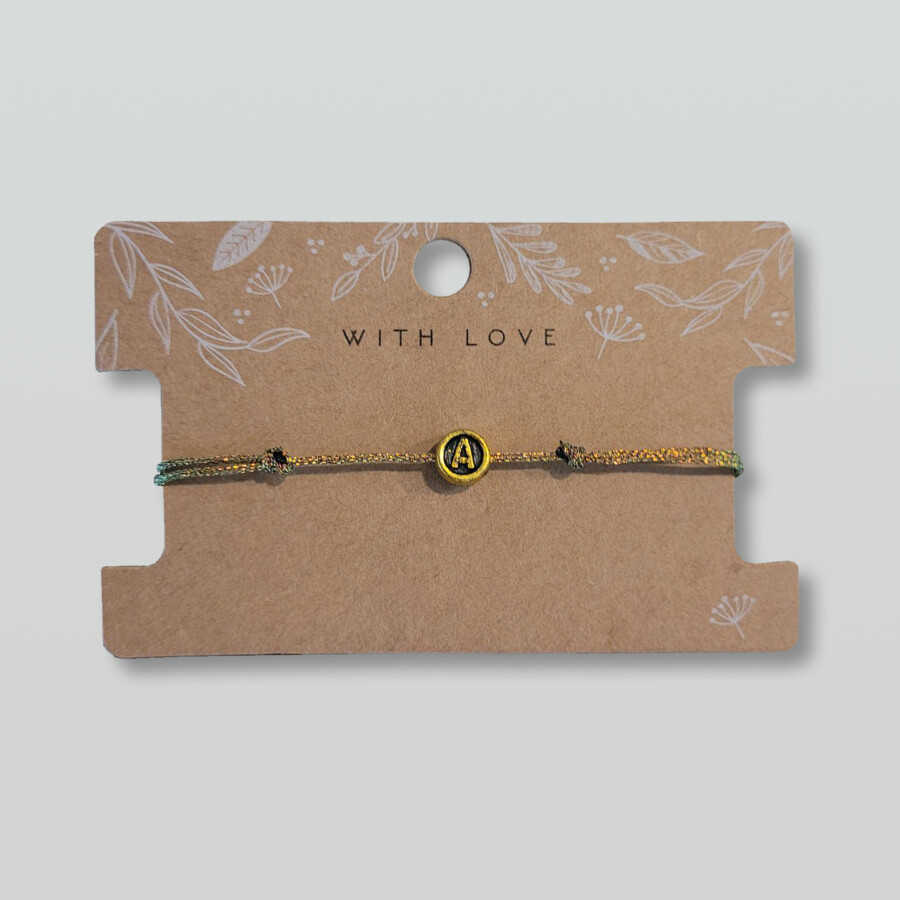 Geflochtenes Macramé Armband mit deinem Wunschbuchstaben. Orange grün metallic - Personalisiert - in mehreren Farben erhältlich