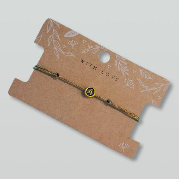 Geflochtenes Macramé Armband mit deinem Wunschbuchstaben. Orange grün metallic - Personalisiert - in mehreren Farben erhältlich – Bild 2