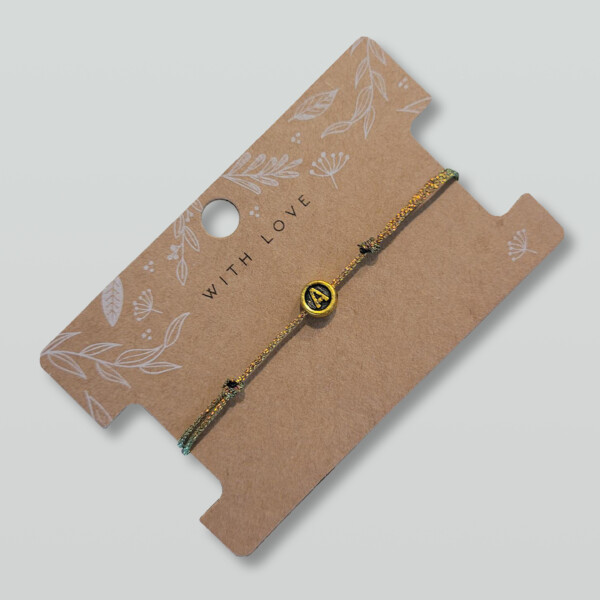 Geflochtenes Macramé Armband mit deinem Wunschbuchstaben. Orange grün metallic - Personalisiert - in mehreren Farben erhältlich – Bild 3
