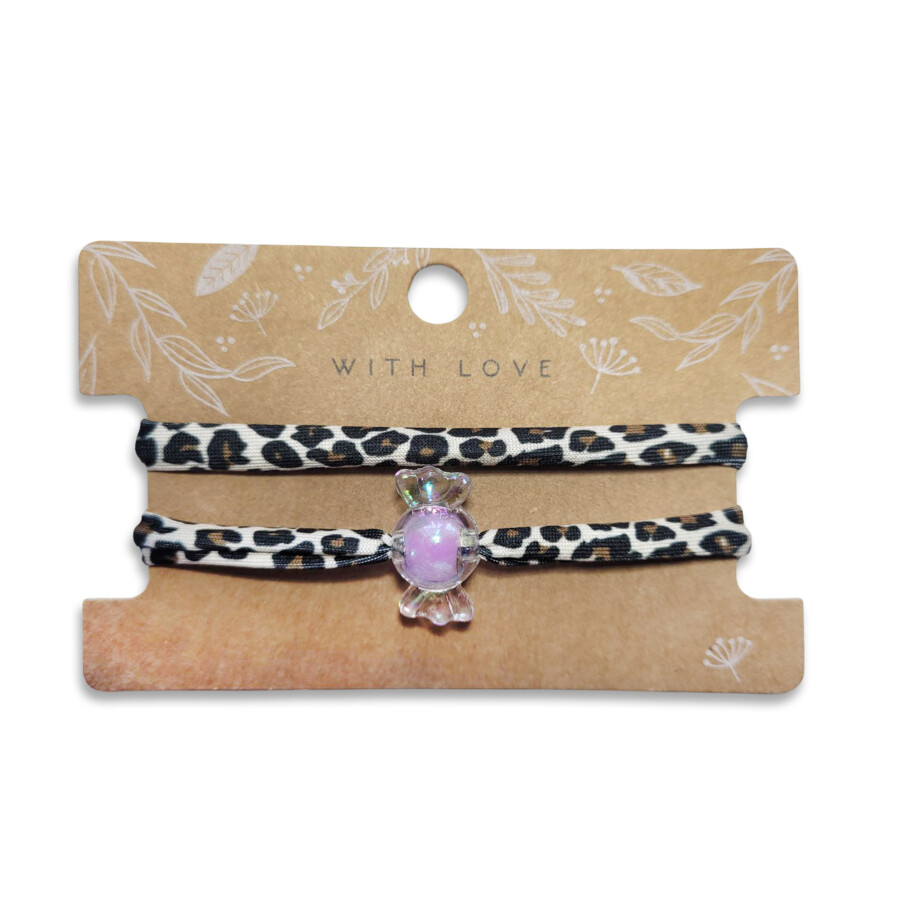 Elastisches Leo Armband mit dem Candy Anhänger im Ibiza Style - In 6 Farben erhältlich