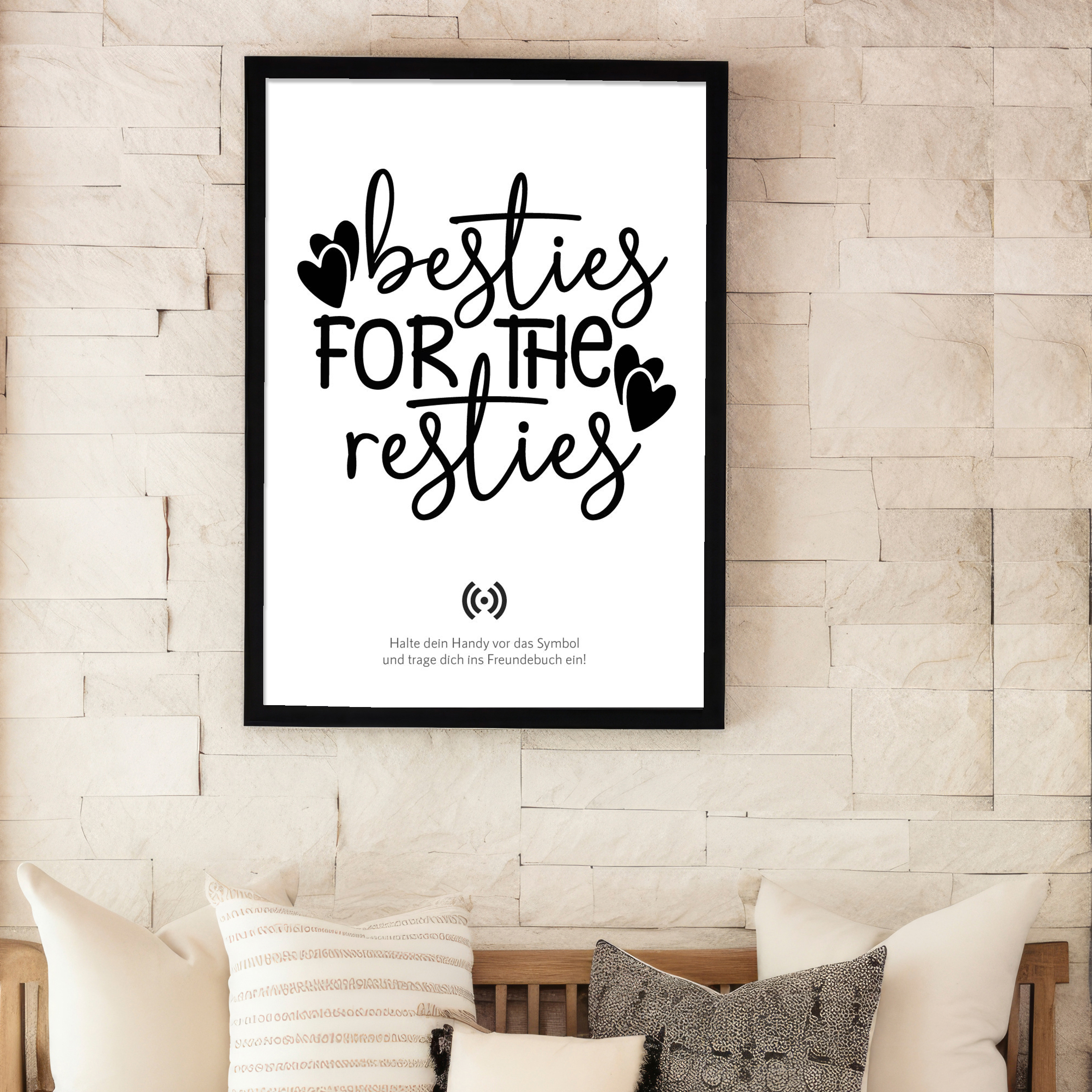 Stilvolles „Besties for the resties“ Poster mit integriertem NFC-Chip. Einfach scannen und dein persönliches, digitales Freundebuch öffnen. – Bild 6