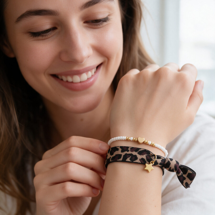 With Love Armband-Set: Wilder Leo-Look trifft auf zarte Eleganz