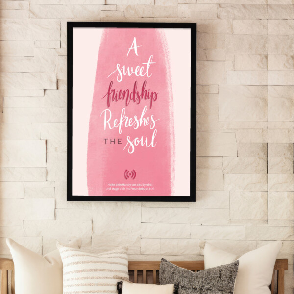 Stilvolles „Friendship“ Poster mit integriertem NFC-Chip. Einfach scannen und dein persönliches, digitales Freundebuch öffnen. – Bild 6