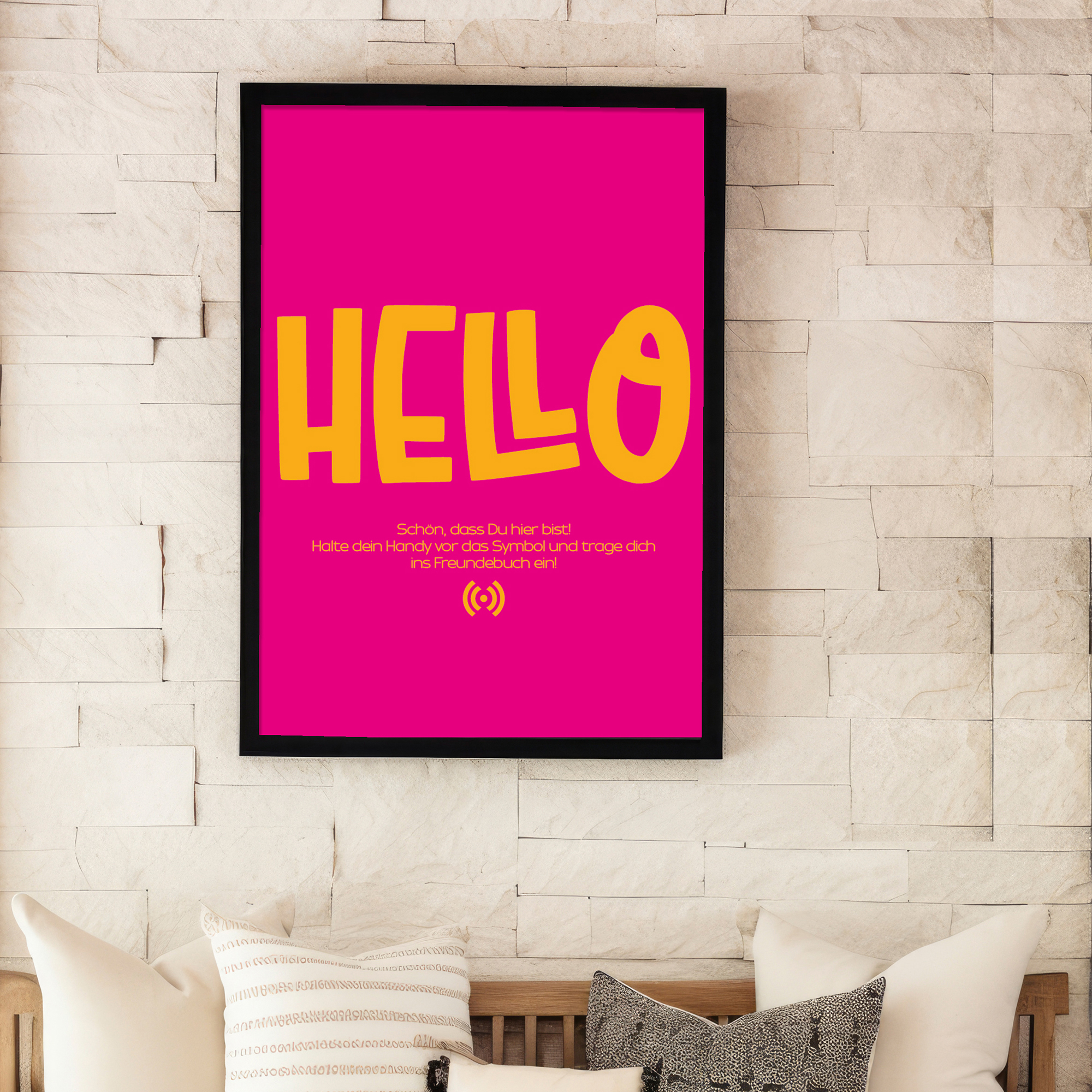 Stilvolles „Hello“ Poster mit integriertem NFC-Chip. Einfach scannen und dein persönliches, digitales Freundebuch öffnen. – Bild 2