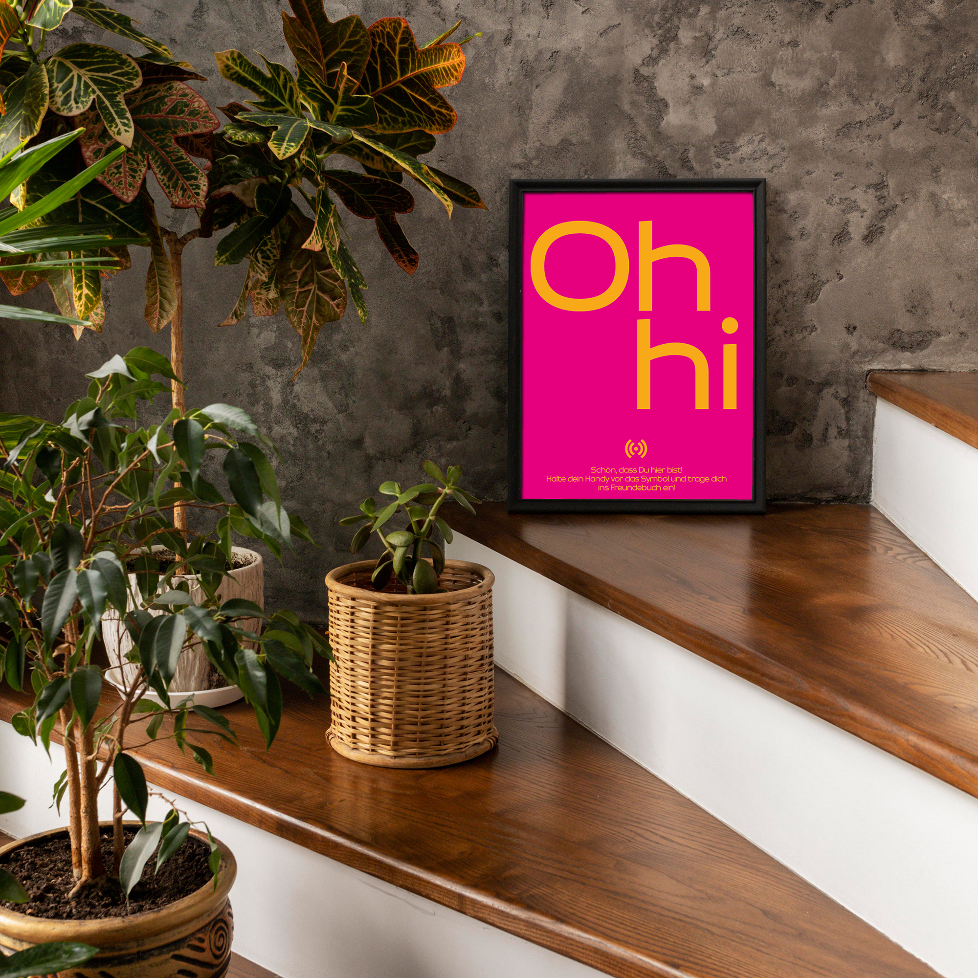 Stilvolles „Oh hi.“ Poster mit integriertem NFC-Chip. Einfach scannen und dein persönliches, digitales Freundebuch öffnen. – Bild 5